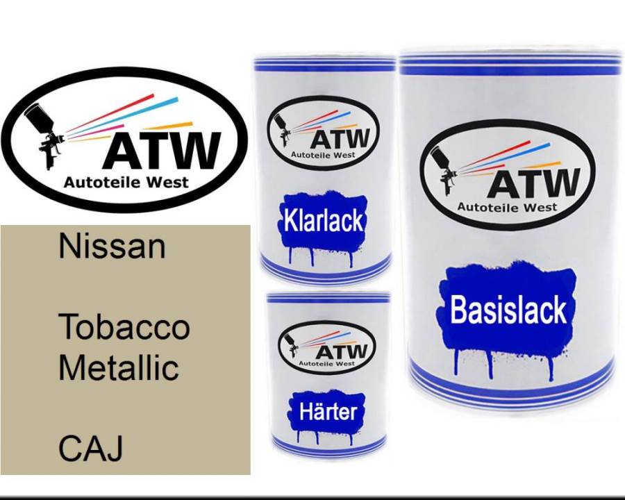 Nissan, Tobacco Metallic, CAJ: 500ml Lackdose + 500ml Klarlack + 250ml Härter - Set, von ATW Autoteile West.
